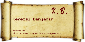 Kerezsi Benjámin névjegykártya